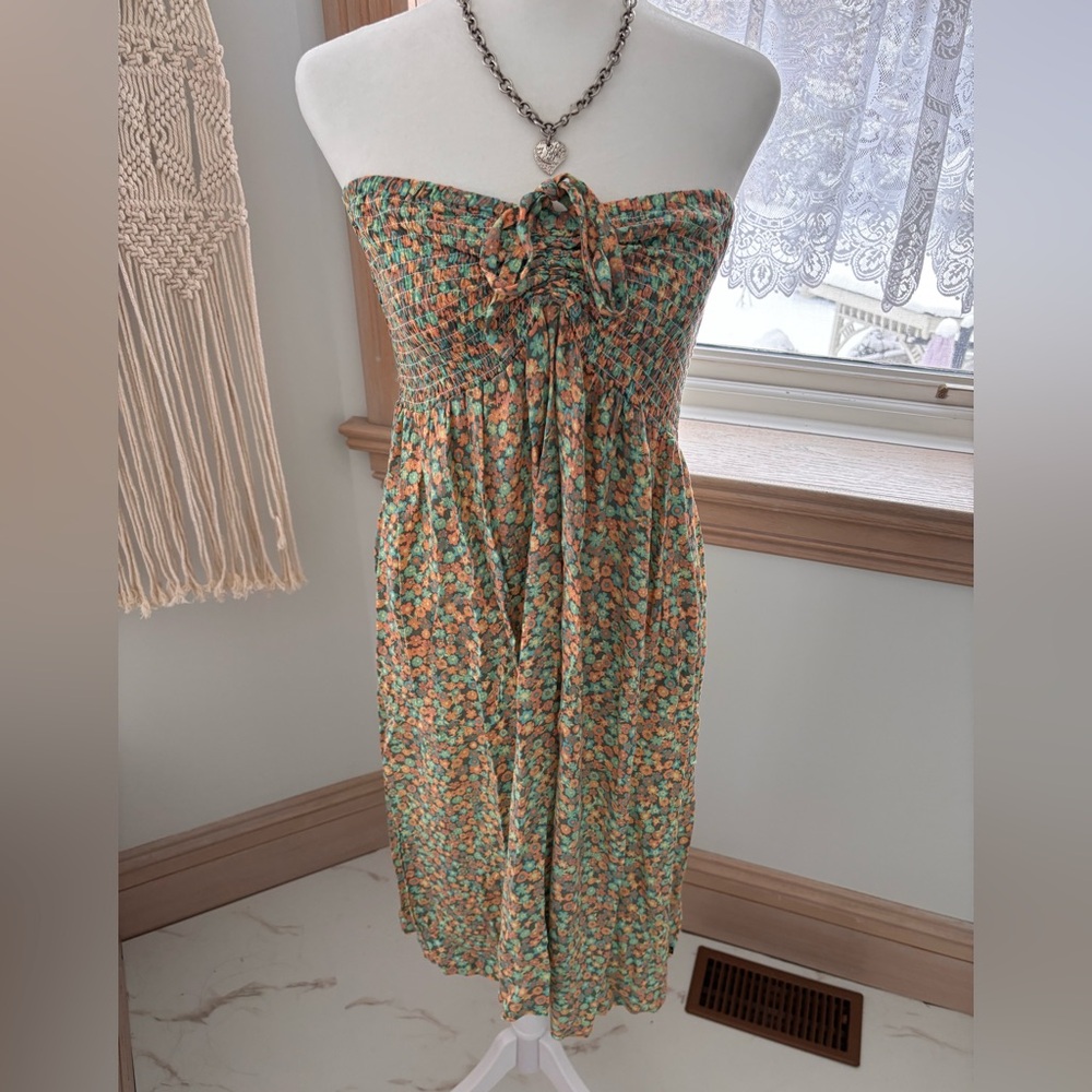 La Vie en Rose Aqua Floral Halter Dress (NWT) 🌸